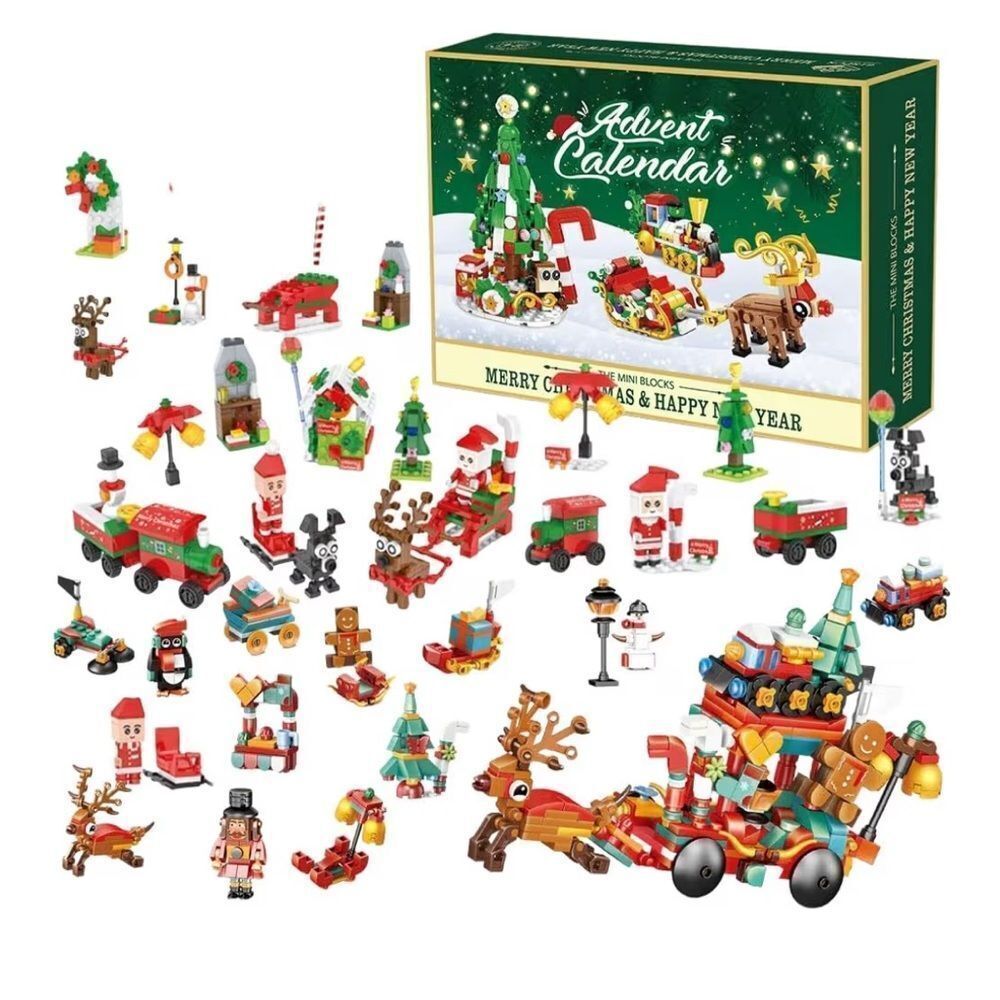 ZSKunity Christmas Tree Advent Calendar Building Blocks, 24 Days. New, Open Box